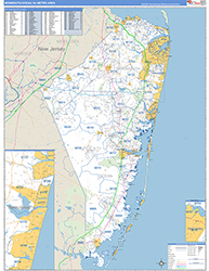 Monmouth-Ocean Metro Area Wall Map Basic Style 2026